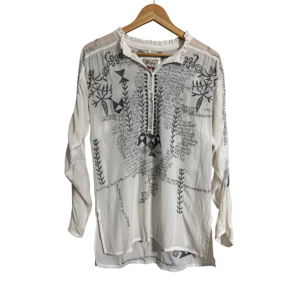 BIYA Johnny Was Silk Numbers Blouse